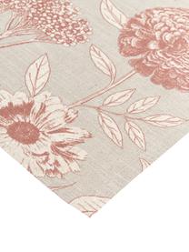 Strofinaccio in cotone con motivo floreale Freya 2 pz, 86% cotone, 14% lino, Beige, rosso, Larg. 50 x Lung. 70 cm