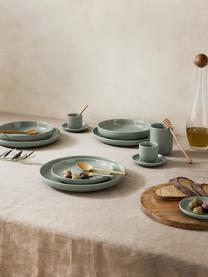 Sada porcelánového nádobí Nessa (12 dílů), Vysoce kvalitní porcelán, Šalvějově zelená, lesklá, Pro 4 osoby (12 dílů)