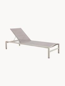 Chaise longue de jardin réglable en hauteur avec roulettes Konnor, Gris, beige clair, larg. 78 x long. 195 cm