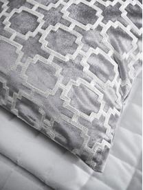 Housse de coussin 43x43 velours brodé gris Simone, Gris, blanc cassé