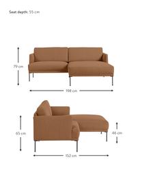 Kleines Ecksofa Fluente, Bezug: 100 % Polyester Der strap, Gestell: Massives Kiefernholz, FSC, Füße: Metall, pulverbeschichtet, Webstoff Hellbraun, B 198 x T 152 cm, Eckteil rechts