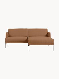 Kleines Ecksofa Fluente, Bezug: 100 % Polyester Der strap, Gestell: Massives Kiefernholz, FSC, Füße: Metall, pulverbeschichtet, Webstoff Hellbraun, B 198 x T 152 cm, Eckteil rechts