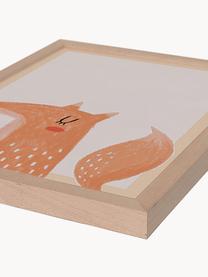 Stampa digitale incorniciata The Fox, Cornice: legno di faggio, certific, Immagine: stampa digitale su carta , Legno chiaro, arancione, Larg. 33 x Alt. 43 cm