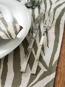 Set de table en coton durable imprimé zèbre Zadie, 2 pièces, 100 % coton, Vert olive, blanc crème, 35 x 45 cm
