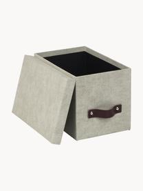 Caja Kristina II, 2 uds., Caja: canvas, cartón rígido (10, Asa: cuero, Beige claro, marrón, L 14 x An 22 cm