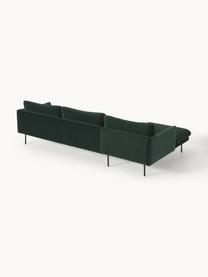 Samt-Ecksofa Moby, Bezug: Samt (Hochwertiger Polyes, Gestell: Massives Kiefernholz, Füße: Metall, pulverbeschichtet, Samt Dunkelgrün, B 280 x T 160 cm, Eckteil rechts