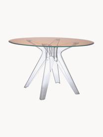 Stół do jadalni Sir Gio, Blat: szkło laminowane, Stelaż: tworzywo sztuczne, Peach, transparentny, Ø 120 x W 72 cm
