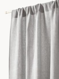Cortina semitransparente con dobladillo Harmony, 2 uds., 100% lino, Gris claro, An 140 x L 260 cm