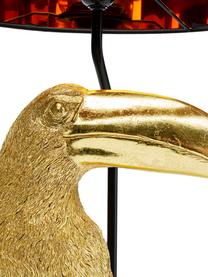 Große Tischlampe Toucan aus vergoldetem Kalkstein, Lampenfuß: 55% Kalkstein, 45% Polyre, Schwarz, Goldfarben, Ø 38 x H 70 cm