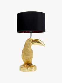 Grosse Tischlampe Toucan aus vergoldetem Kalkstein, Schwarz, Goldfarben, Ø 38 x H 70 cm