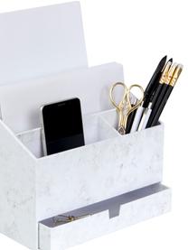 Organizer da ufficio Greta, Cartone solido e laminato, Bianco marmorizzato, Larg. 24 x Alt. 18 cm