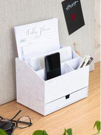 Büro-Organizer Greta, Fester, laminierter Karton, Weiss, marmoriert, B 24 x H 18 cm