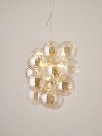 Design Pendelleuchte Bubbles aus Glas, Baldachin: Metall, pulverbeschichtet, Goldfarben, Ø 32 cm