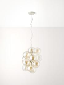 Design Pendelleuchte Bubbles aus Glas, Baldachin: Metall, pulverbeschichtet, Goldfarben, Ø 32 cm