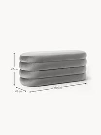 Banquette en velours Alto, Velours gris, larg. 110 x haut. 47 cm