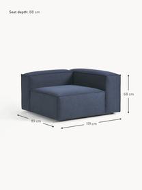 Módulo de esquina sofá Lennon, Tapizado: 100% poliéster Alta resis, Estructura: madera contrachapada de p, Patas: plástico Este producto es, Tejido azul oscuro, An 119 x F 119 cm, chaise longue izquierda