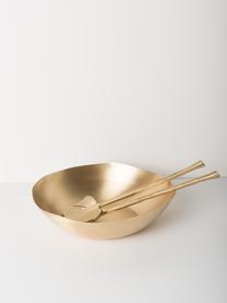 Mat geborstelde saladebestek Leaves, handgemaakt, Messing, Mat goudkleurig, B 6 x L 28 cm