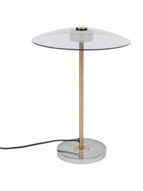 Lámpara de mesa LED regulable de vidrio Float, Pantalla: vidrio, Cable: cubierto en tela, Dorado, transparente, Ø 30 x 42 cm