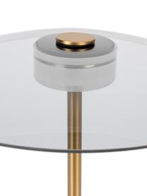Lámpara de mesa LED regulable de vidrio Float, Pantalla: vidrio, Cable: cubierto en tela, Dorado, transparente, Ø 30 x 42 cm