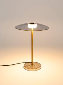 Lampada da tavolo dimmerabile a LED Float, Paralume: vetro, Base della lampada: vetro, Asta: metallo rivestito, Dorato trasparente, Ø 30 x Alt. 42 cm