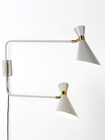 Veľká nastaviteľná nástenná lampa Double Shady, Sivá, mosadzná, H 87 x V 60 cm