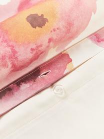 Katoensatijnen kussenhoes Fiorella met bloemenprint, Weeftechniek: satijn Draaddichtheid 210, Crèmewit, meerkleurig, B 60 x L 70 cm