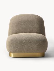 Bouclé cocktailfauteuil Elsie, Bekleding: bouclé (polyester) Met 10, Frame: multiplex, Poot: gecoat metaal, Bouclé beige, goudkleurig, B 77 x H 84 cm