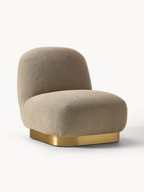 Sillón cóctel en tejido blouclé Elsie, Tapizado: tejido bouclé (poliéster), Estructura: madera contrachapada, Bouclé beige, dorado, An 77 x F 84 cm