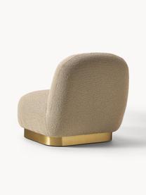 Sillón cóctel en tejido blouclé Elsie, Tapizado: tejido bouclé (poliéster), Estructura: madera contrachapada, Bouclé beige, dorado, An 77 x F 84 cm