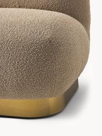 Sillón cóctel en tejido blouclé Elsie, Tapizado: tejido bouclé (poliéster), Estructura: madera contrachapada, Bouclé beige, dorado, An 77 x F 84 cm