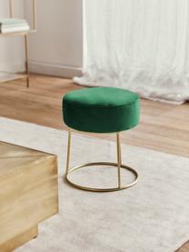 Tabouret rond velours vert Clarissa, Revêtement : vert Pied : couleur dorée, Ø 35 x haut. 40 cm