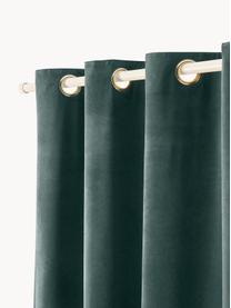 Cortinas oscurecedoras de terciopelo con ojales Rush, 2 uds., 100% poliéster (reciclado) con certificado GRS, Verde oscuro, An 135 x L 260 cm