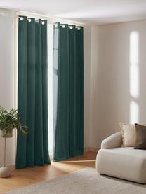 Cortinas oscurecedoras de terciopelo con ojales Rush, 2 uds., 100% poliéster (reciclado) con certificado GRS, Verde oscuro, An 135 x L 260 cm