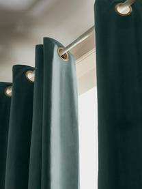 Cortinas oscurecedoras de terciopelo con ojales Rush, 2 uds., 100% poliéster (reciclado) con certificado GRS, Verde oscuro, An 135 x L 260 cm