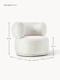 Fluwelen fauteuil Cori, Bekleding: 100% polypropyleen Met 25, Frame: eucalyptushout Dit produc, Fluweel crèmewit, B 100 x H 84 cm