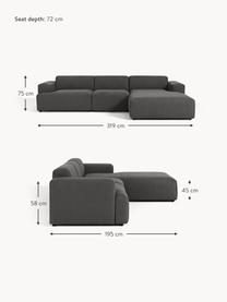 Ecksofa Melva (4-Sitzer), Bezug: 100 % Polyester Der strap, Gestell: Massives Kiefern- und Fic, Webstoff Anthrazit, B 319 x T 195 cm, Eckteil links