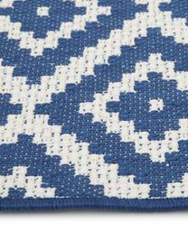 Tapis d'extérieur ethnique Miami, 86 % polypropylène, 14 % polyester, Blanc crème, bleu, larg. 160 x long. 230 cm (taille M)