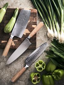 Šéfkuchařský nůž Hattasan Damascus, Světlé dřevo, stříbrná, D 33 cm