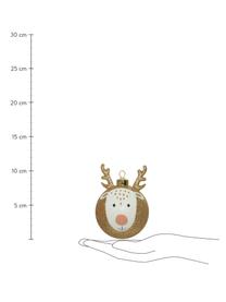 Weihnachtskugeln Happy Deer Ø 8 cm, 4 Stück, Goldfarben, Weiss, Apricot, Ø 8 cm