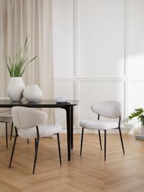 Gestoffeerde stoelen Adele, 2 stuks, Bekleding: 95% polyester, 5% nylon M, Frame: gepoedercoat metaal, Geweven stof lichtbeige, B 54 x D 57 cm