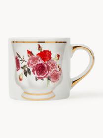 Design Porzellan-Tasse Granny, Porzellan, Off White, Rosa, Ø 8 x H 7 cm, 200 ml