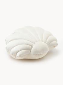 Sametový polštář ve tvaru mušle Shell, Tlumeně bílá, Š 32 cm, D 27 cm