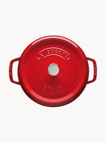 Runder Bräter La Cocotte aus Gusseisen, Gusseisen, emailliert, Rot, Silberfarben, Ø 28 x H 18 cm