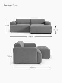 Ecksofa Melva (3-Sitzer), Bezug: 100 % Polyester Der strap, Gestell: Massives Kiefern- und Fic, Webstoff Dunkelgrau, B 238 x T 143 cm, Eckteil links