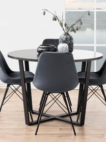 Kulatý jídelní stůl s deskou v mramorovém vzhledu Amble, Ø 110 cm, Mramorový černý vzhled, černá, Ø 110 cm