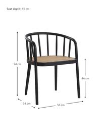 Dřevěná židle s vídeňskou pleteninou Stocksund, Černá, béžová, Š 56 cm, H 54 cm