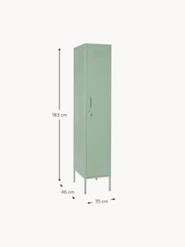 Kleine kledingkast The Skinny, Gepoedercoat staal, Saliegroen, B 35 x H 183 cm