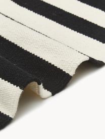 Passatoia kilim a righe tessuta a mano Donna, Retro: 100% cotone Nel caso dei , Nero, bianco crema, Larg. 80 x Lung. 250 cm