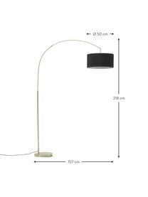 Veľká oblúková lampa Niels, Mosadzné odtiene, čierna, Š 157 x V 218 cm