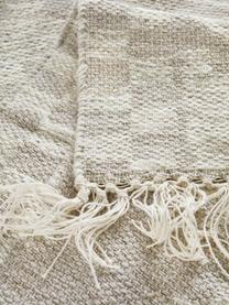 Passatoia in lana con motivo jacquard e frange Cindrella, 90% lana, 10% cotone, Bianco naturale, beige, Larg. 80 x Lung. 200 cm